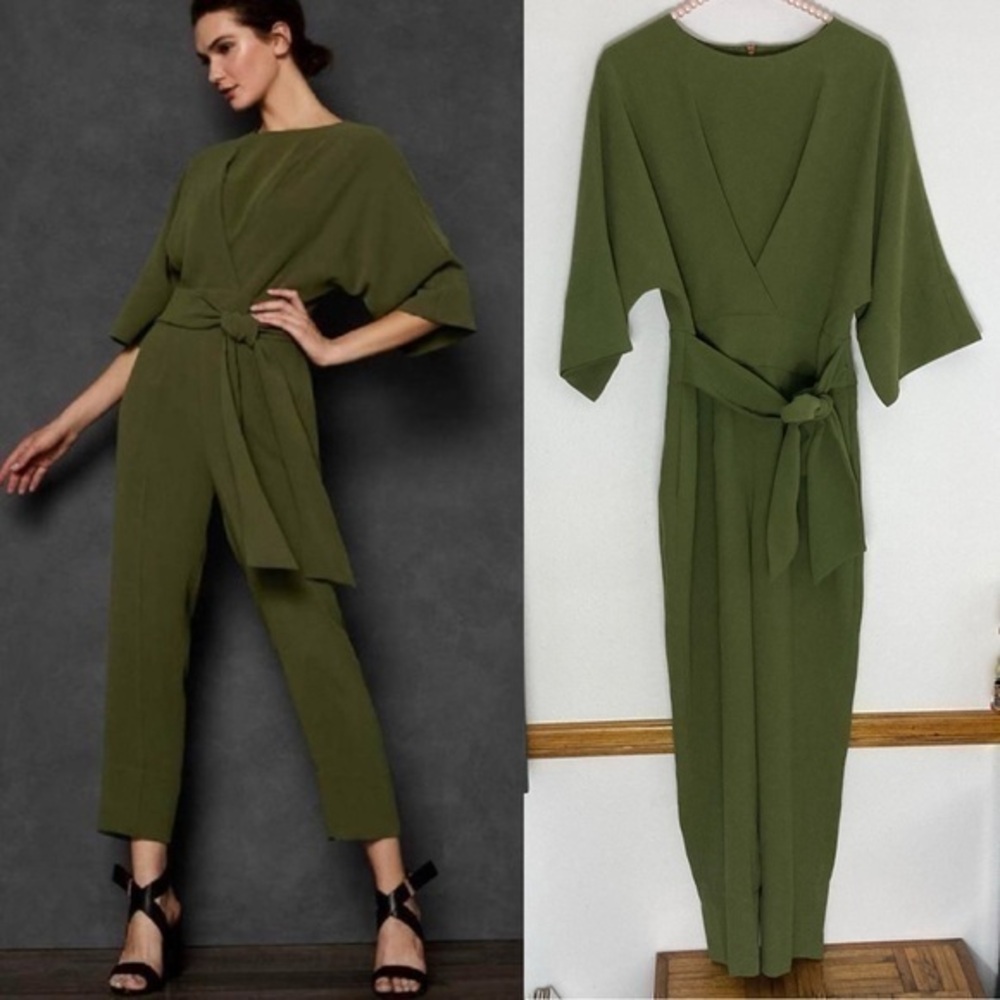 Ted Baker London olive green Hemla jumpsuit with tie size 1